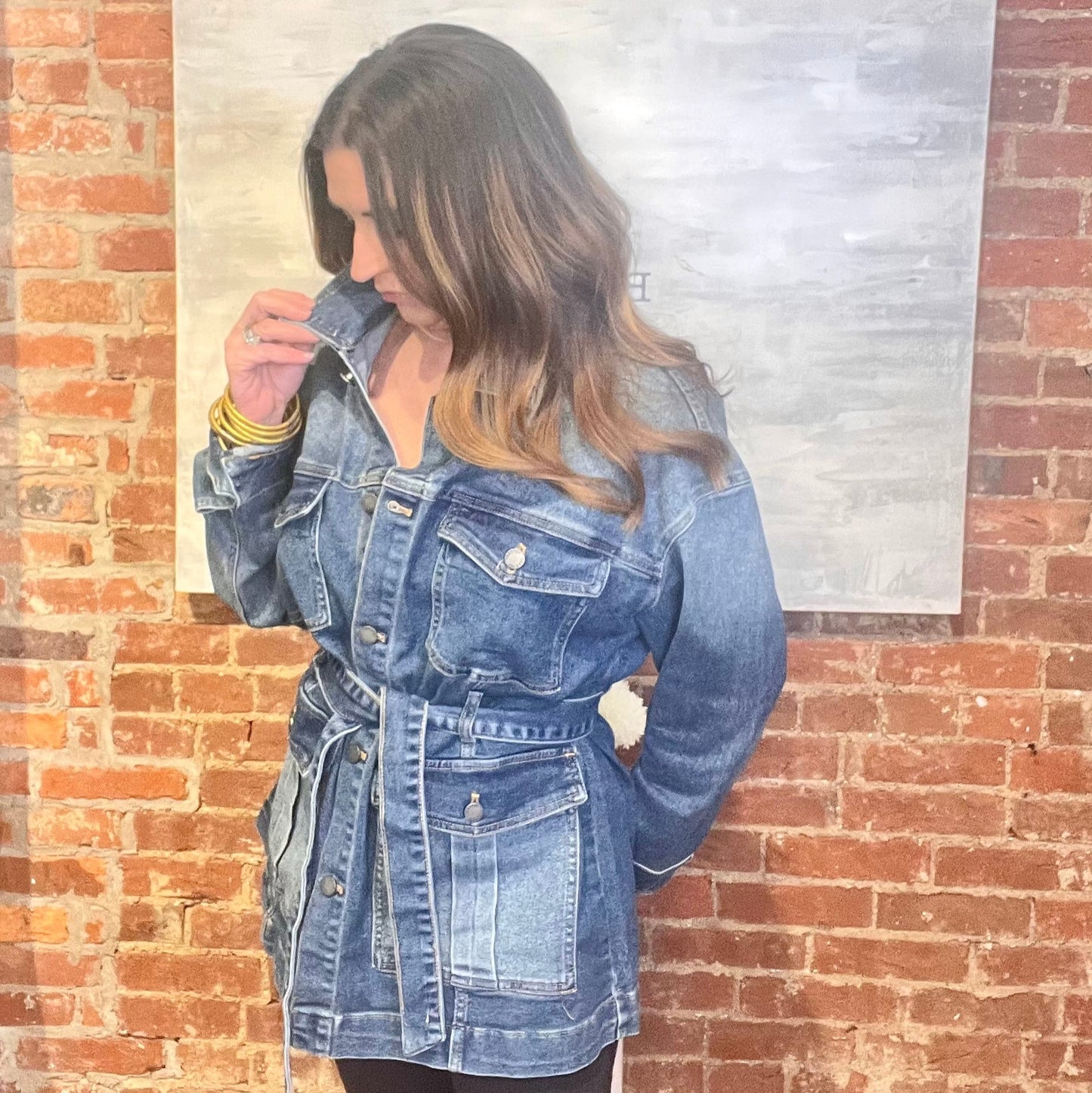 Ready To Charm Belted Denim Jacket