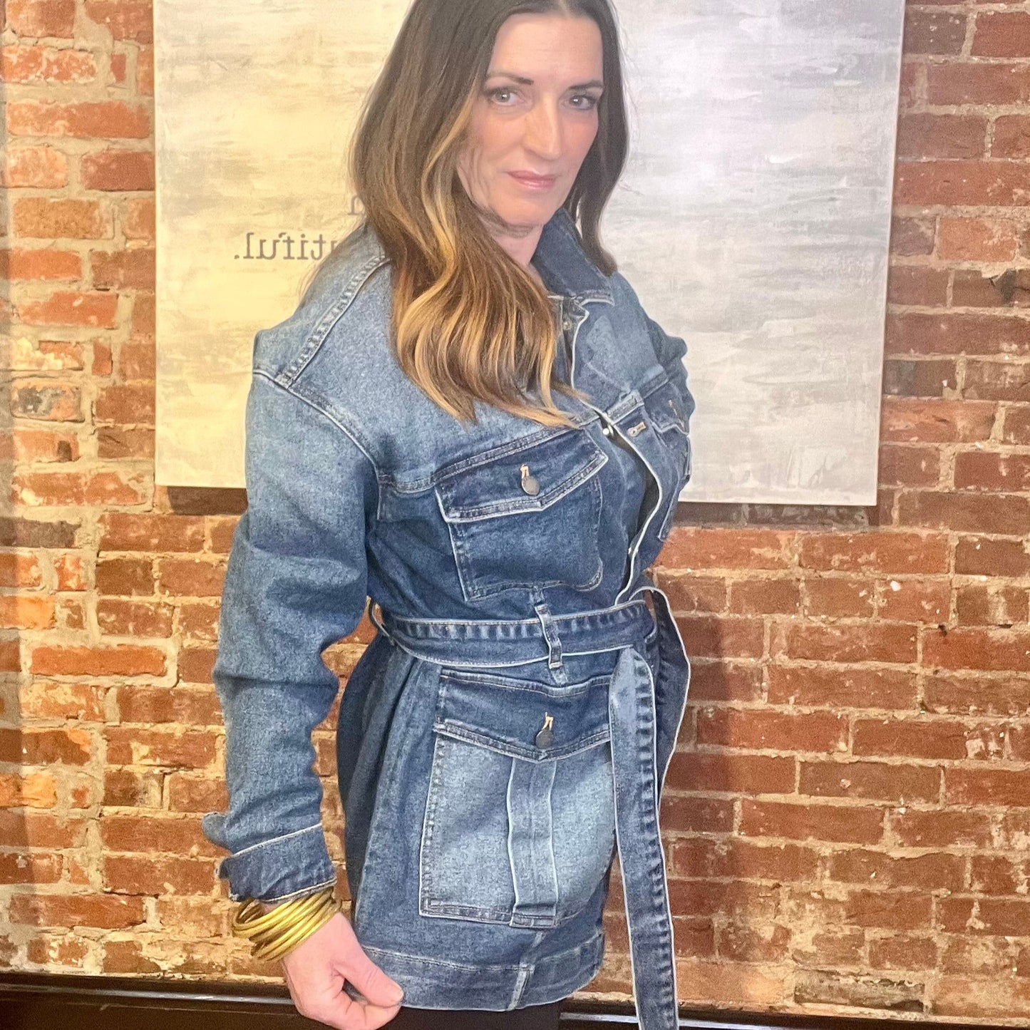 Ready To Charm Belted Denim Jacket