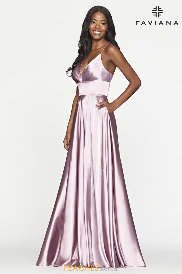 V Neck Floor Length Prom Dress Faviana