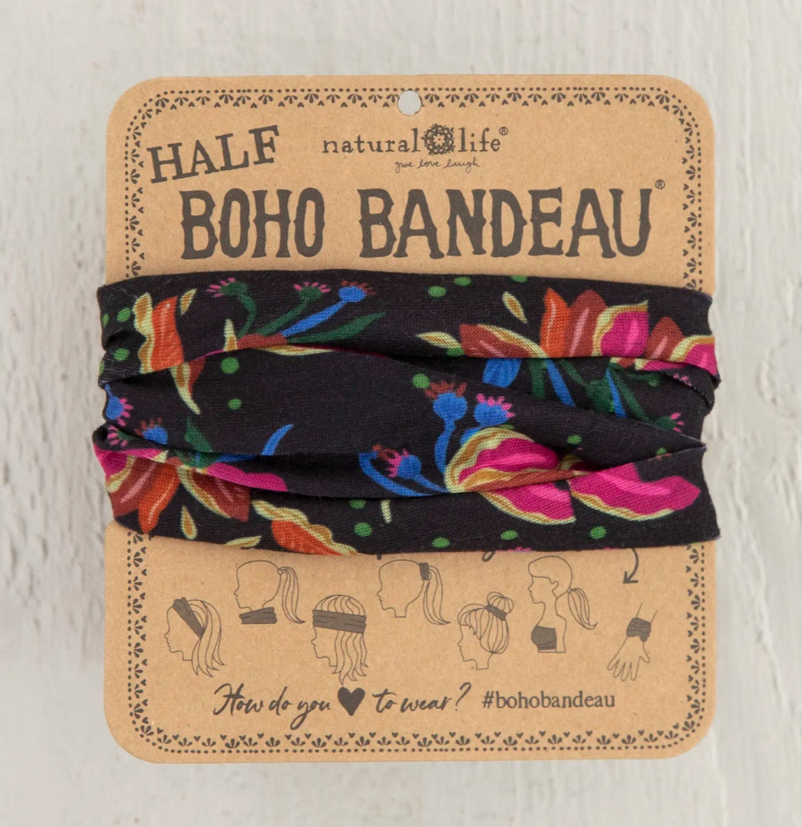 Half Boho Bandeau Tropical Floral Black