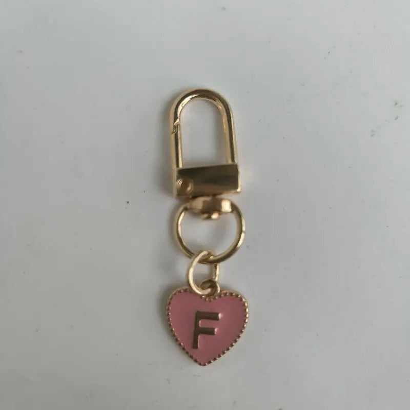 F Initial Pink and Gold Keychain