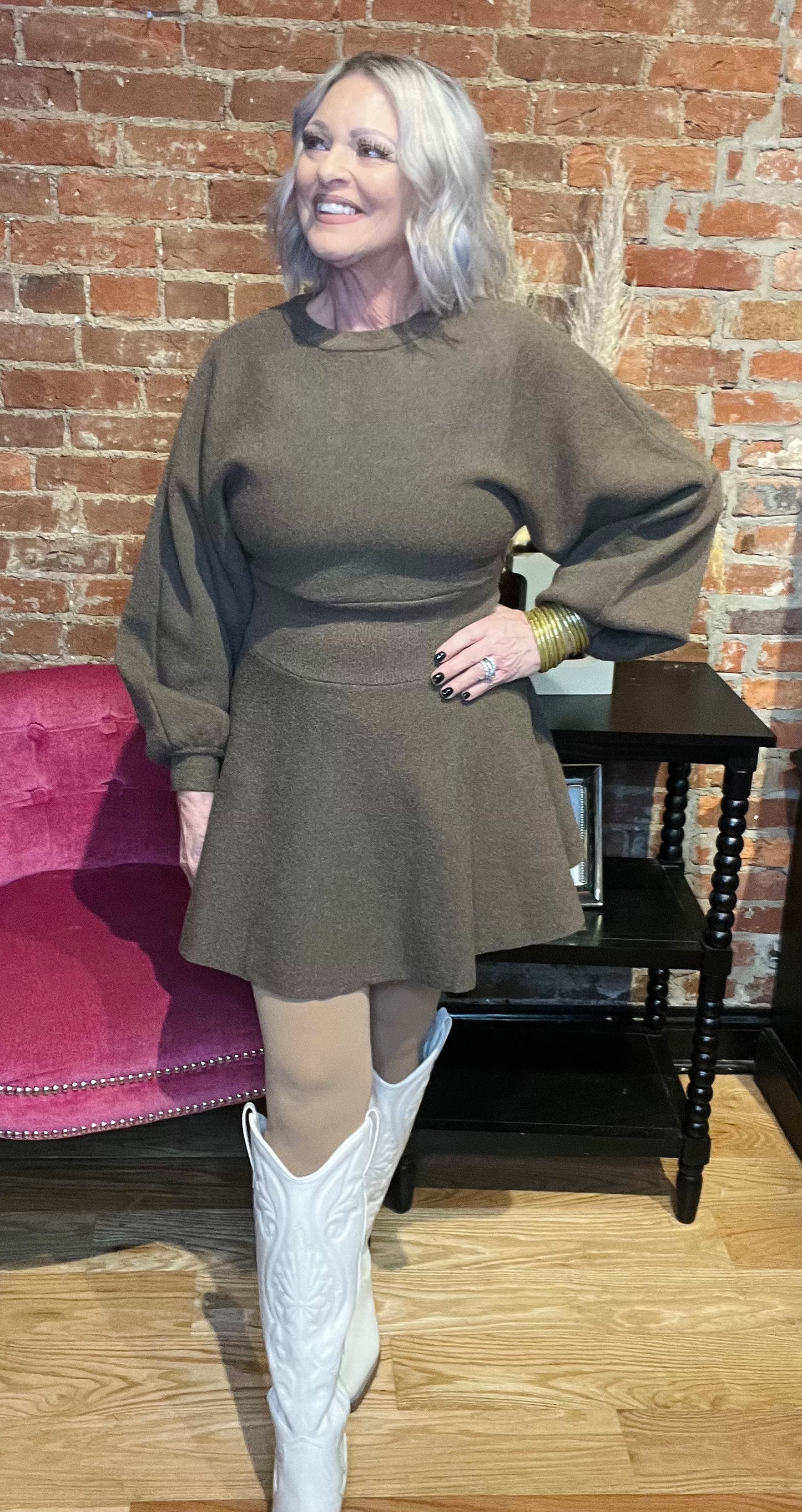 Beautiful Babe Balloon Sleeve Sweater Dress