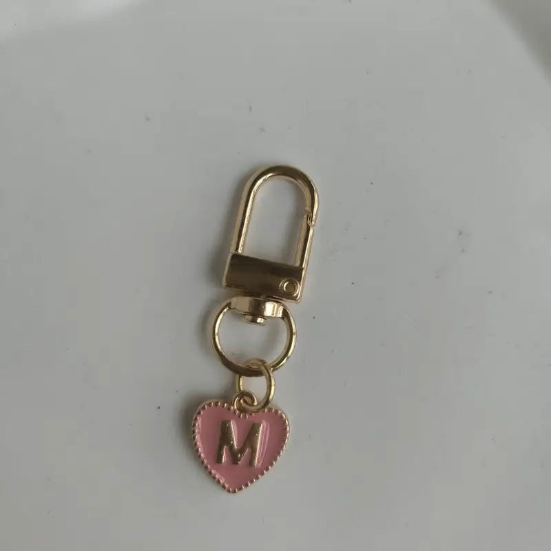 M Initial Pink and Gold Keychain