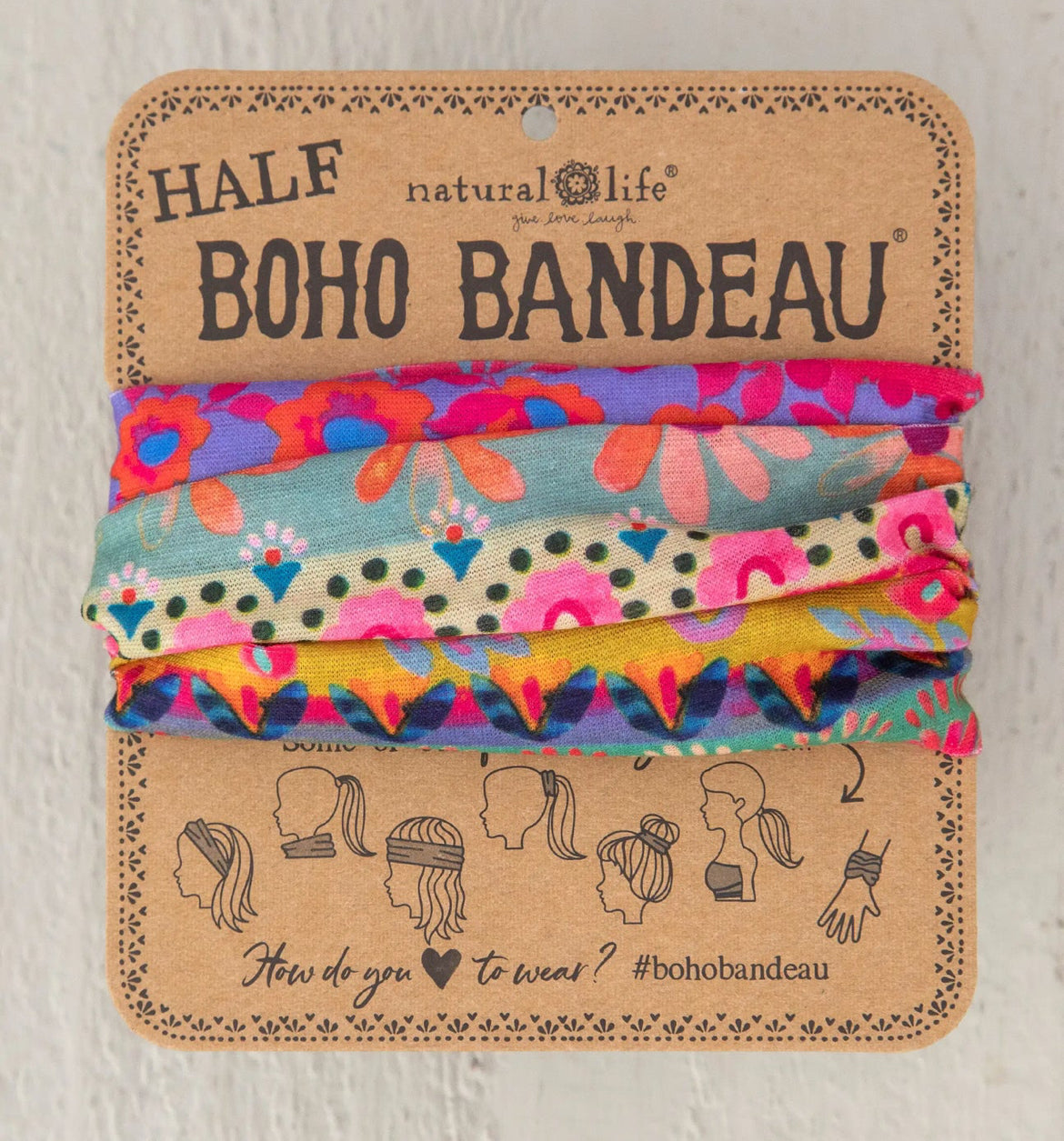 Half Boho Bandeau Pink Mustard Floral