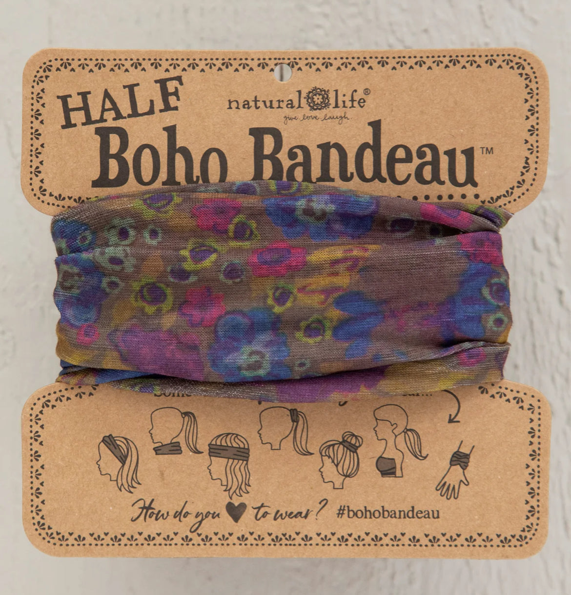 Half Boho Bandeau Grey Dusty Floral