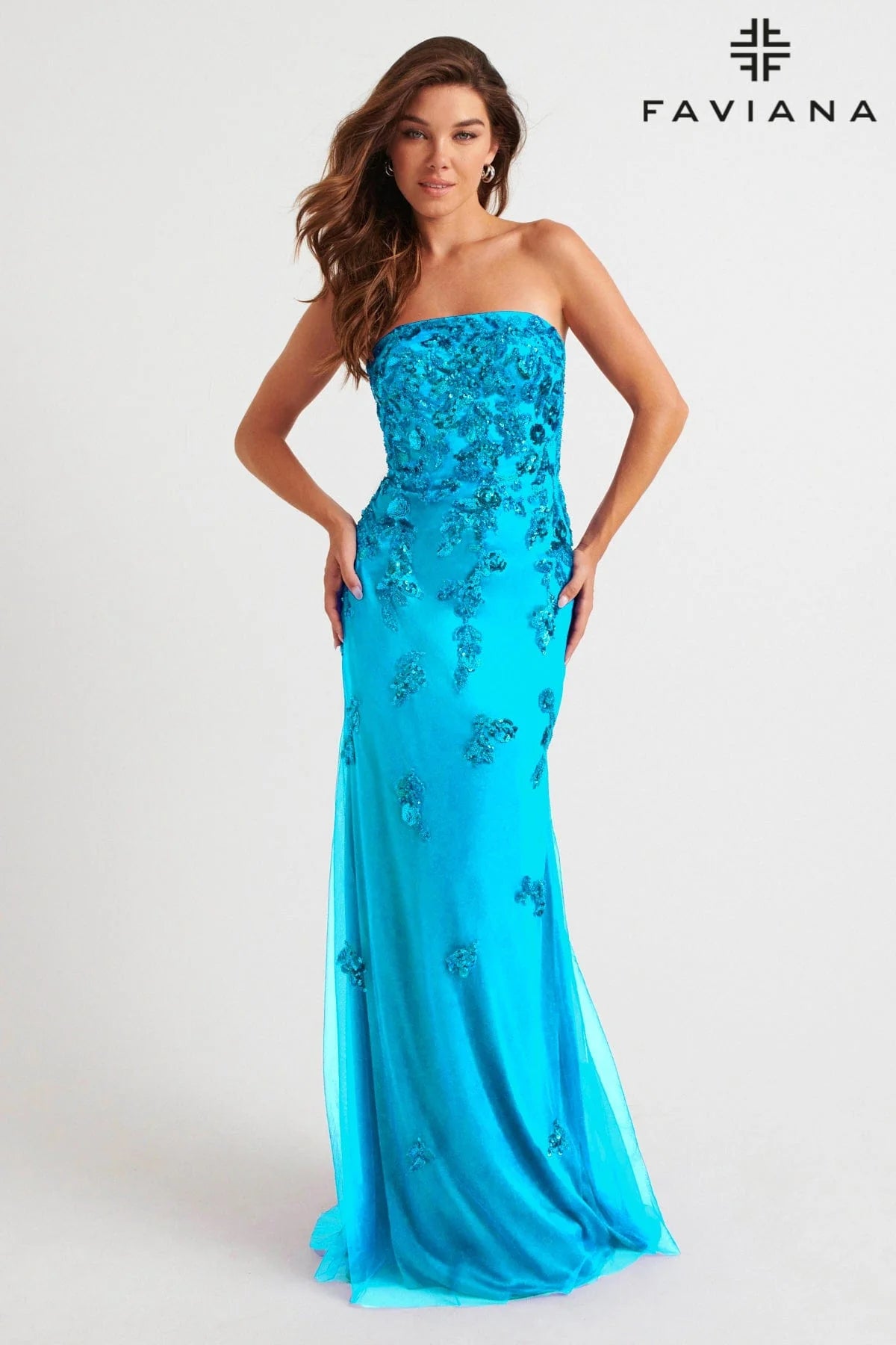 Ice Blue Faviana Prom 11004