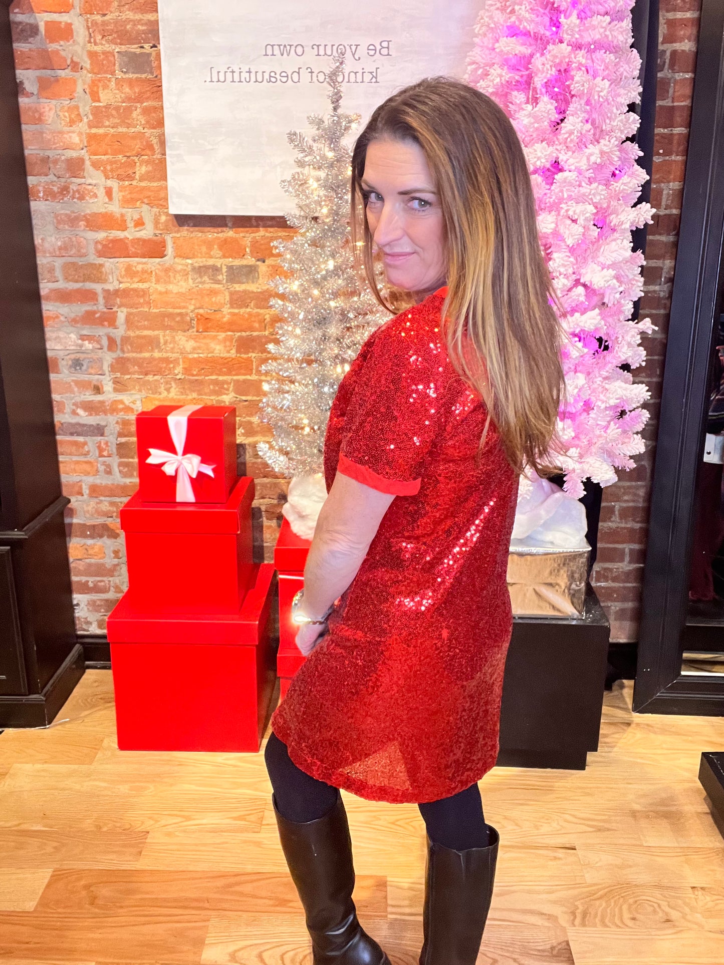 Light Up The Night Red Sequin Mini Dress