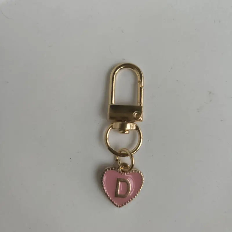 D Initial Pink and Gold Keychain