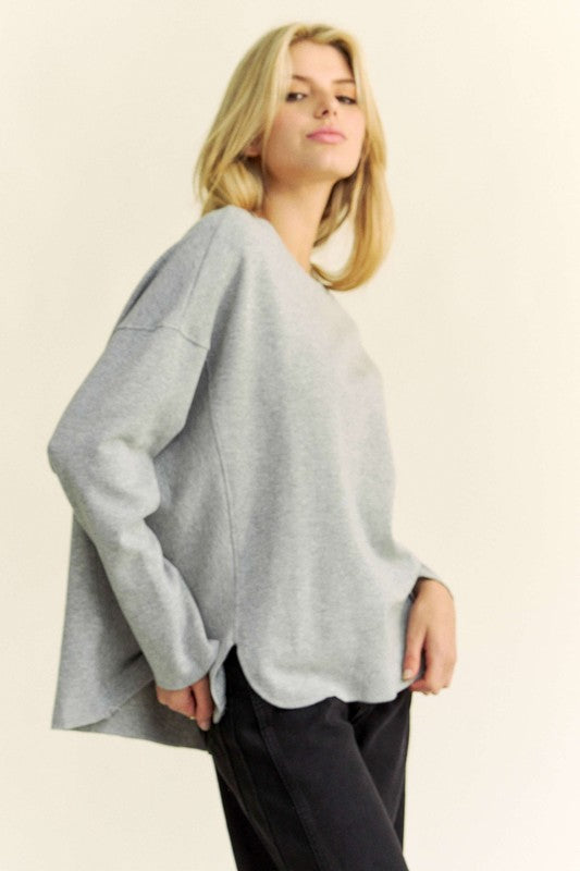 Light Grey Long Sleeve Pullover Sweater 