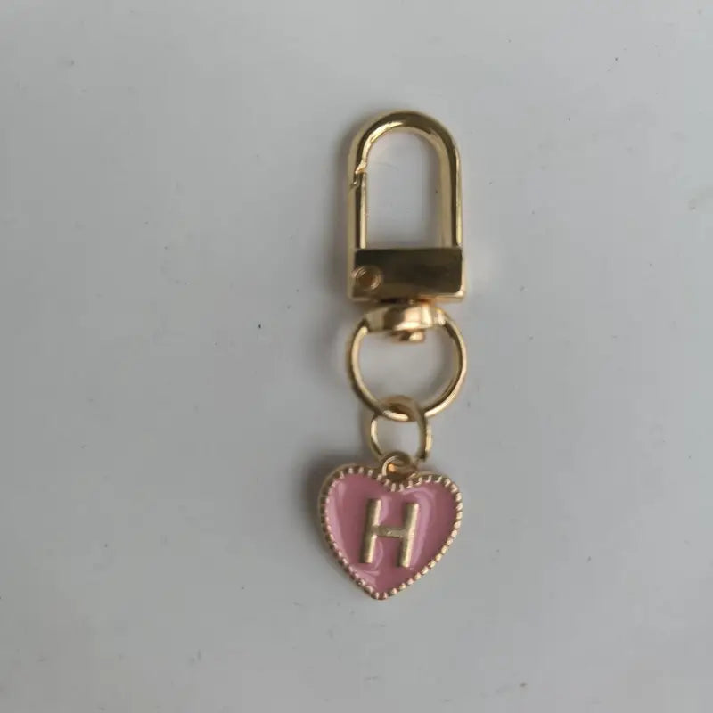 H Initial Pink and Gold Keychain