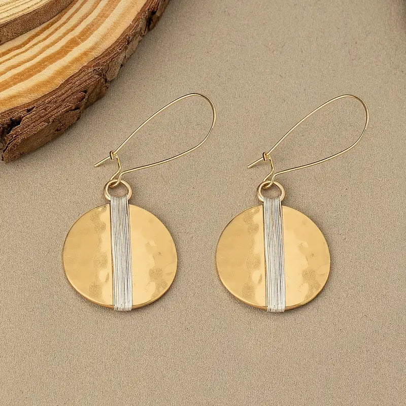 Exquisite Gold Dangle Disc Earrings