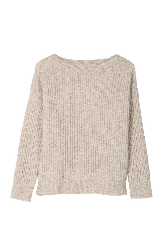 Beige Oversized Cable Sweater 