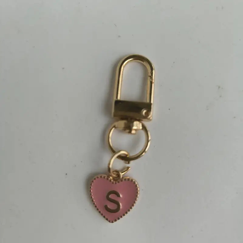 S Initial Pink and Gold Keychain