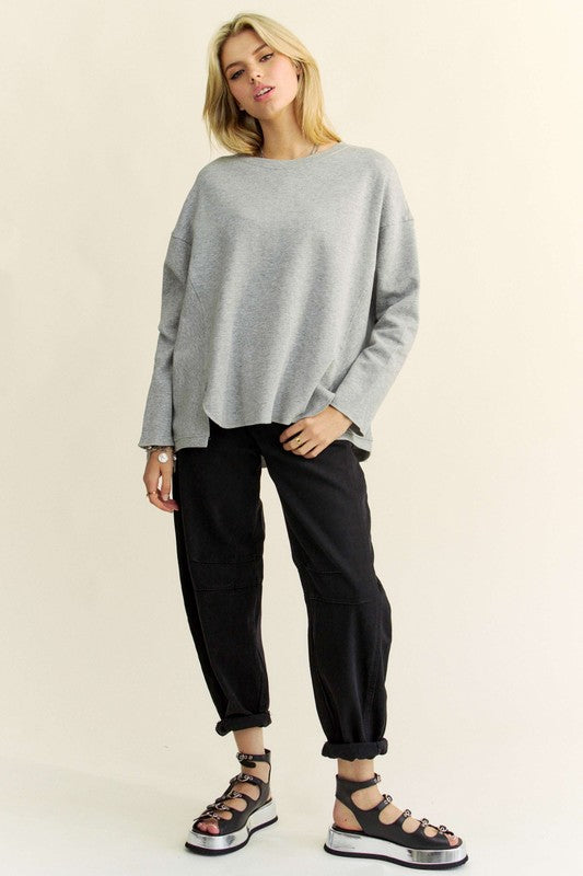 Light Grey Long Sleeve Pullover Sweater 