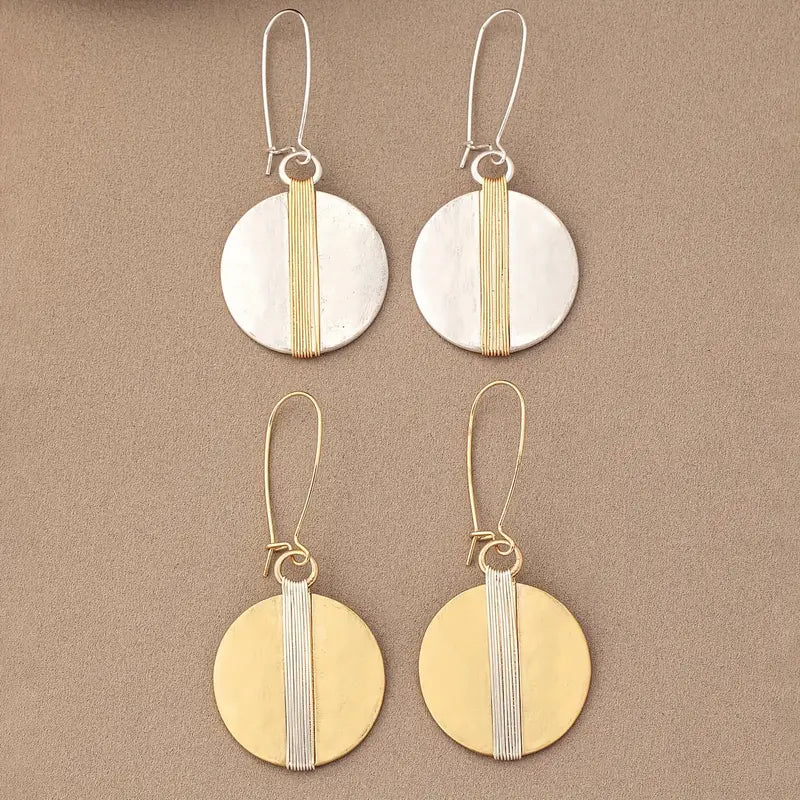 Exquisite Gold Dangle Disc Earrings