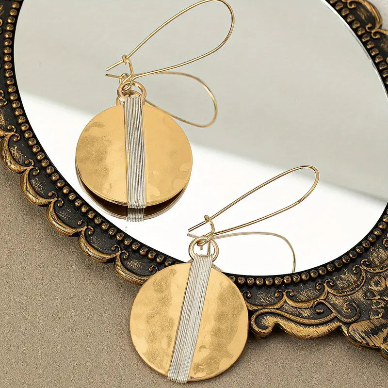 Exquisite Gold Dangle Disc Earrings