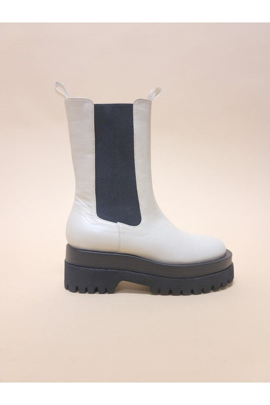 Cream Nectar Platform Combat Boots