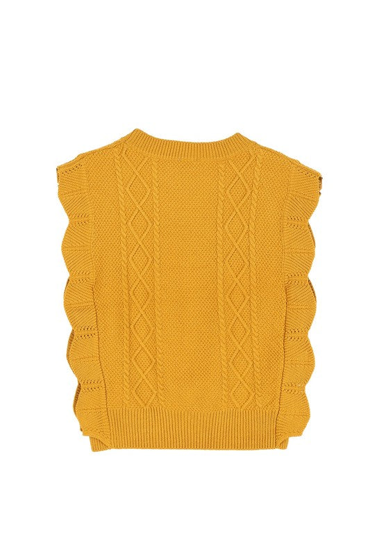 Mustard Ruffle Sweater Vest