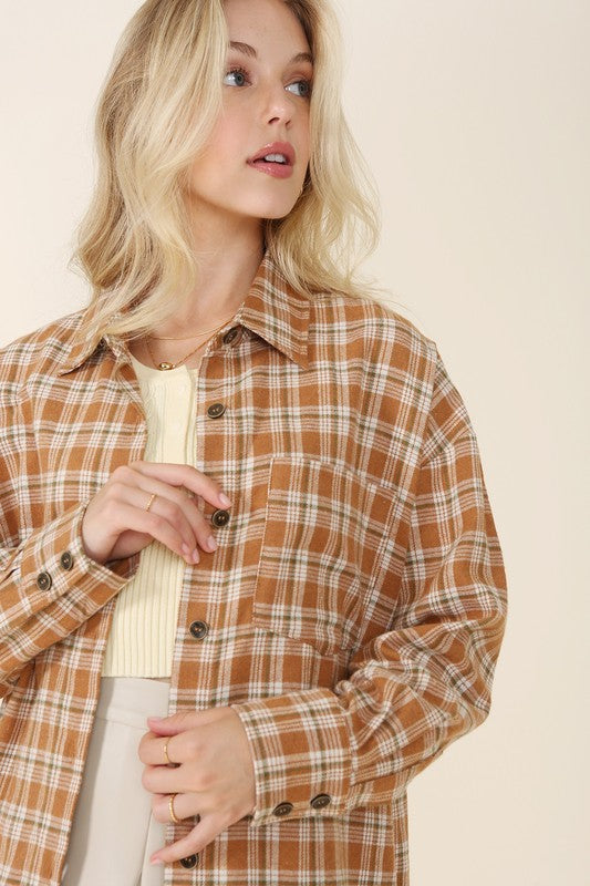 Brown Plaid Button Down Shirt